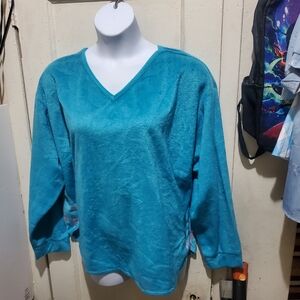 Teal V-Neck Plush Pullover Size 3x